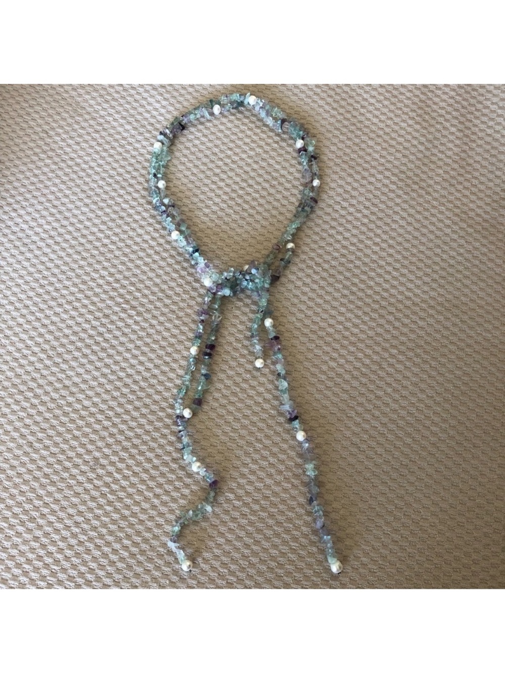 Genuine Pearl and Stone Lariat Necklace